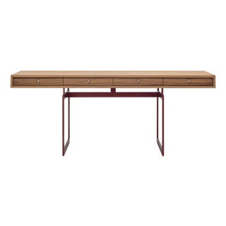 Red and Walnut Office Desk by Bodil Kjaer for Karakter For Sale