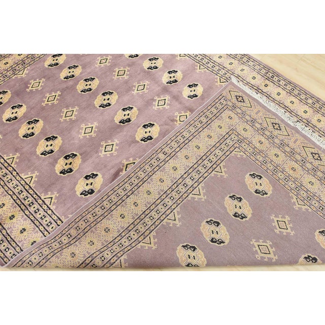 Bokhara Rug 6'2'' X 9'7'' Purple Wool Tribal Hand-Knotted Oriental Carpet For Sale - Image 13 of 14
