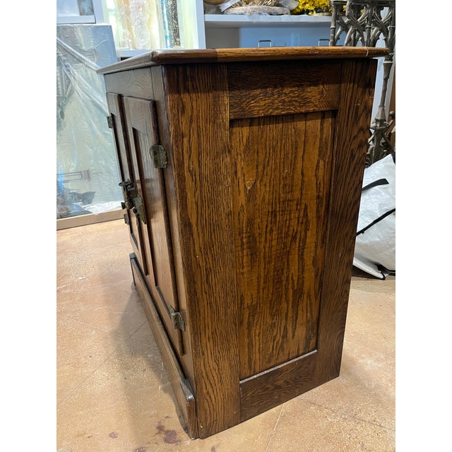 Antique Ice Box Chest made of oak, original hardware
