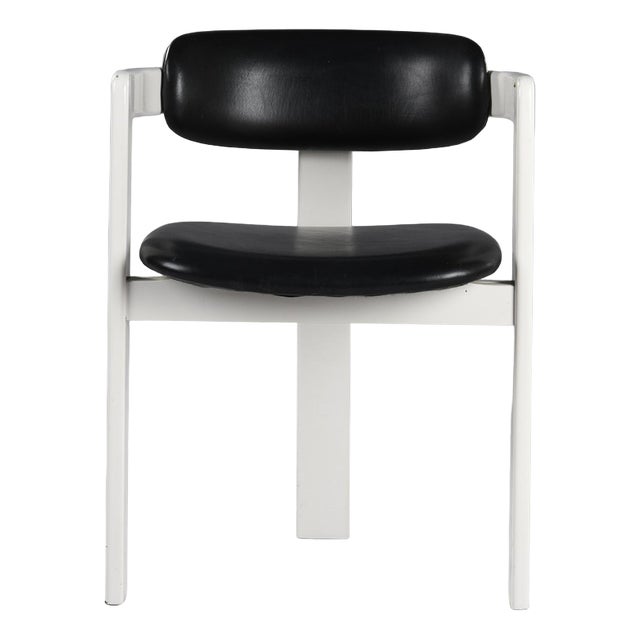 Italian Black Faux Leather Lounge Chair, 1960s For Sale