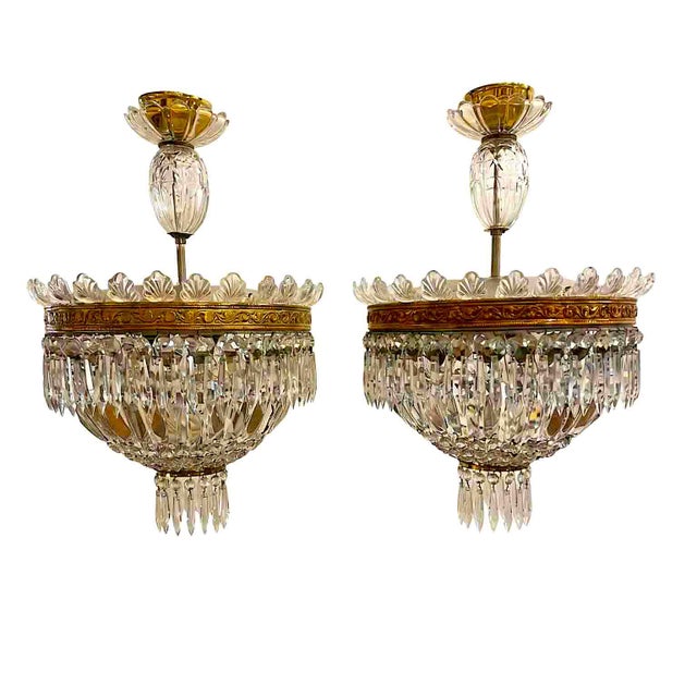 Italian Circular Crystal and Bronze Ceiling Lights, 1960s, Set of 2 For Sale - Image 13 of 13
