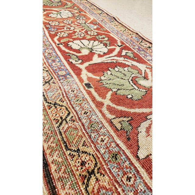 Antique Persian Sultanabad Carpet Ivory, Red, Light Blue, and Green For Sale - Image 16 of 18