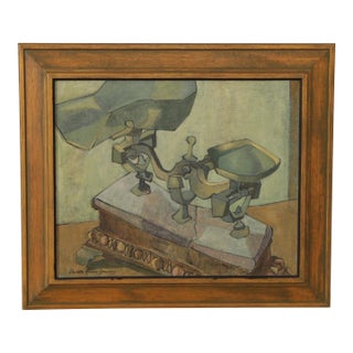 Davetta Greenberg Cubist Style Oil Painting, Scales For Sale