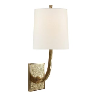 Barbara Barry for Visual Comfort Signature Lyric Branch Sconce in Soft Brass with Linen Shade For Sale