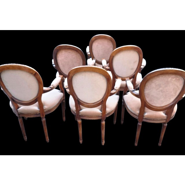 Set of Six W. & J. Sloane Louis XVI Revival Walnut Oval Back Dining Armchairs, Mid-Century For Sale In Washington DC - Image 6 of 17