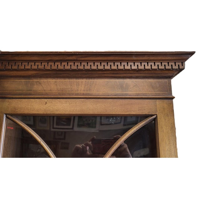 Vintage American Mahogany & Bubble Glass Curio Vitrine Bookcase Breakfront For Sale - Image 15 of 18