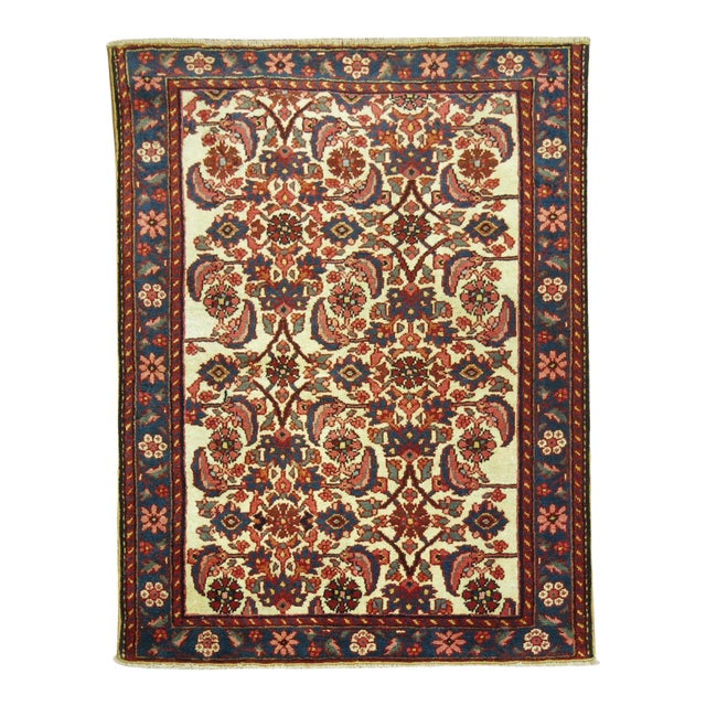 Early 20th Century Ivory Persian Farahan Throw Rug - 2'7" x 3'2" For Sale