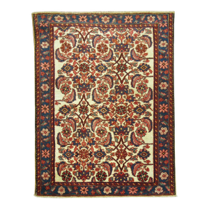 Early 20th Century Ivory Persian Farahan Throw Rug