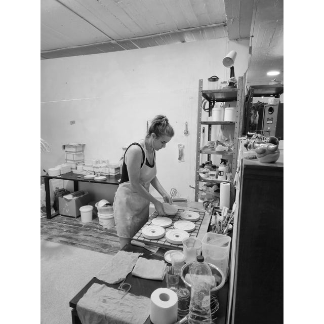 Blue and White Ox Ceramic Sculpture, Modern Design, New Creation Wall Art For Sale In New York - Image 6 of 7