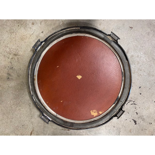 Metal Antique Pierced Sheffield Silver Plated Mirrored Plateau For Sale - Image 7 of 8