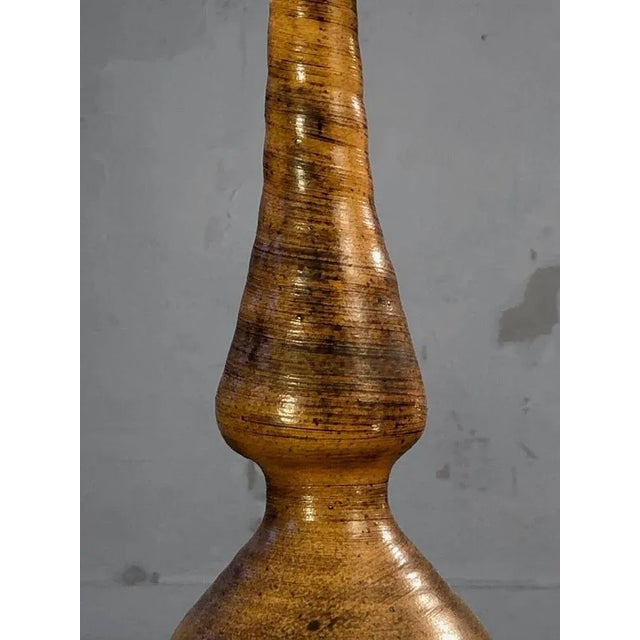 Brutalist French Orange Ceramic Table Lamp, 1970s For Sale - Image 4 of 13