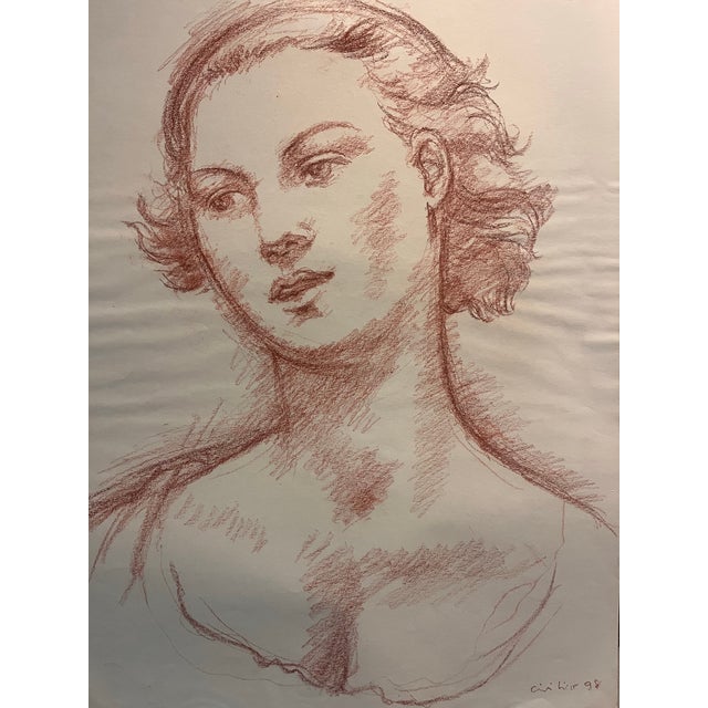 Postmodern Classic Charcoal Drawing on Paper, Original Art For Sale - Image 3 of 5