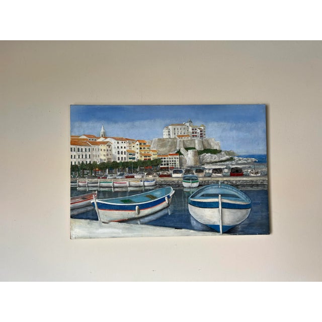 Vintage Italian Fishing - Harbor Village Scene Oil Painting/ Sold For Sale - Image 9 of 10