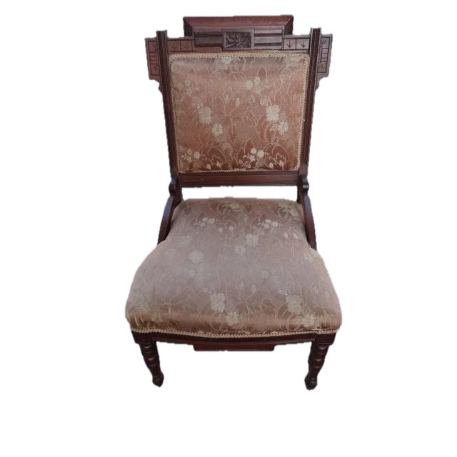 19th Century Victorian Eastlake Carved Walnut Upholstered Side Chair For Sale In Dallas - Image 6 of 18