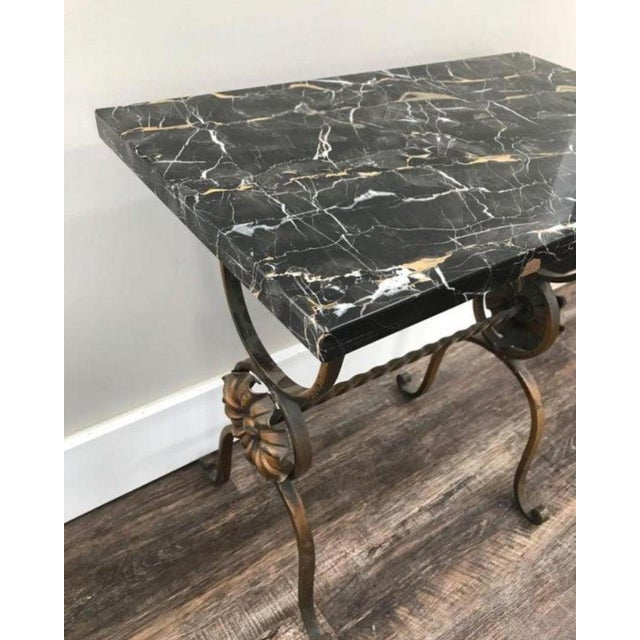 Antique French Wrought Iron Marble Top End Table Chairish