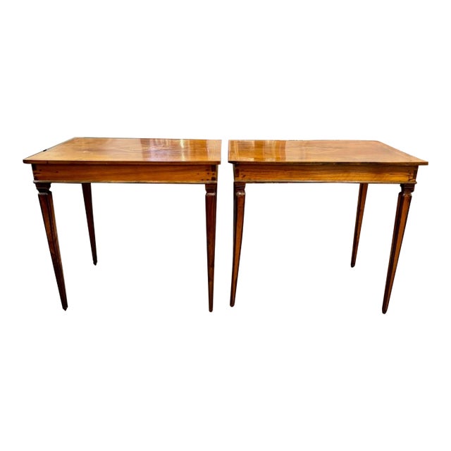 Pair of 19th Century Italian Walnut Inlaid Tables For Sale