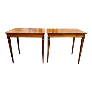 Pair of 19th Century Italian Walnut Inlaid Tables