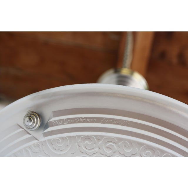 Metal French Art Deco Pendant Light from Muller Freres Luneville, 1930s For Sale - Image 7 of 15
