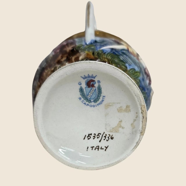 1950s 1950s Vintage Porcelain Tea Cup & Saucer Set Hand-Painted White, Gold & Jewel Tones- 12 Pieces For Sale - Image 5 of 18