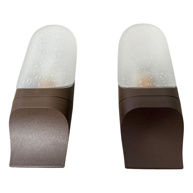 Vintage Frosted Glass Wall Lamp from Hans Popp, Set of 2 For Sale