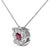 Contemporary 14K White Gold Red Ruby and 1/3 Cttw Diamond Halo Pendant Necklace For Sale - Image 3 of 5