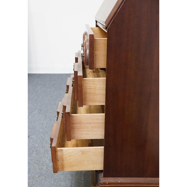 High End Vintage Solid Cherry Traditional Style 34" Secretary Desk W. Double Bonnet Display Hutch For Sale - Image 10 of 13