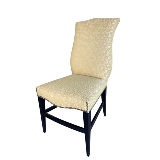 2010s Vanguard Furniture Citrine Greek Key Upholstered Dining Chairs, Set of 8 For Sale - Image 5 of 11