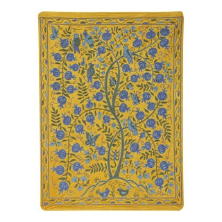 Yellow Silk Suzani Tree of Life Wall Hanging Decor For Sale