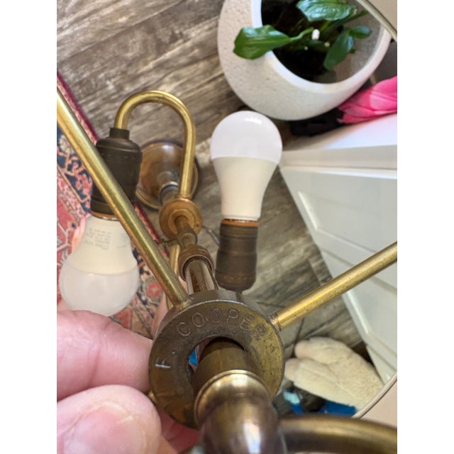 Vintage Frederick Cooper Brass Floor Lamp With Original Green Shade For Sale - Image 4 of 5