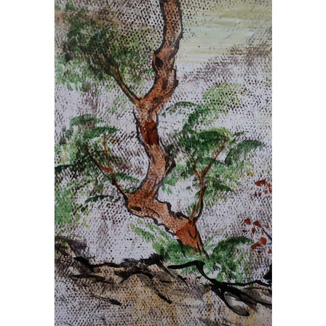 Pair of Vintage Hand-Painted Chinese River Village Solid Wood Panels For Sale - Image 12 of 18