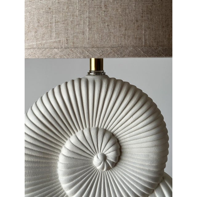 Vintage Plaster Nautilus Table Lamps, Pair For Sale - Image 9 of 16