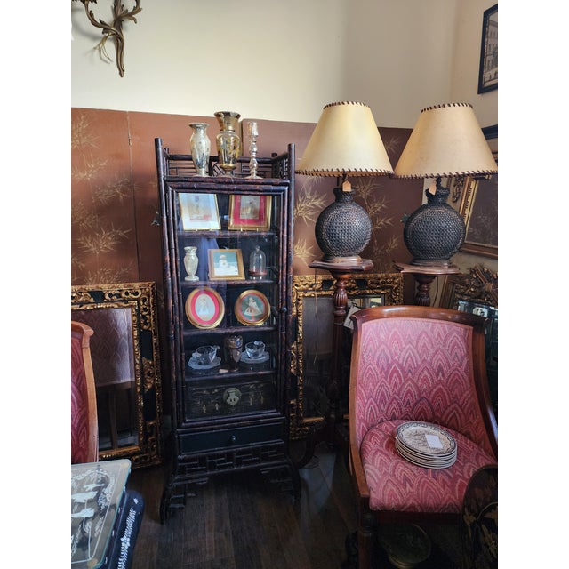 Vintage Bamboo and Glass Vitrine For Sale - Image 4 of 10