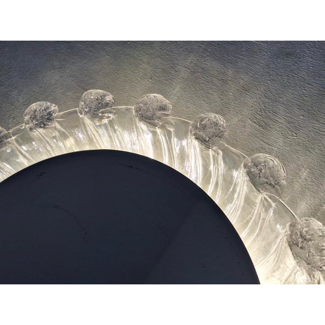 Plastic Large Illuminated Circular Beveled Wall Mirror in Melted Ice Acrylic Glass, 1970s For Sale - Image 7 of 11