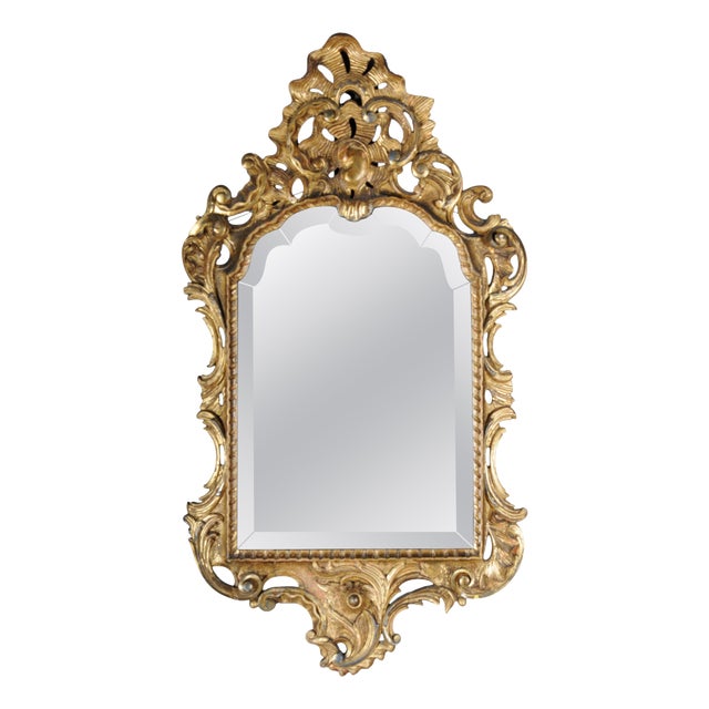 Venetian Baroque Ornately Gilded Wall Mirror, 19th Century For Sale