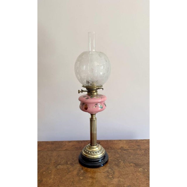 Gold Antique Victorian Brass Oil Lamp, 1890s For Sale - Image 8 of 8