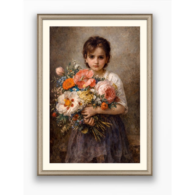 Atelier Aria Lumae Bouguereau and Rachel Ruysch Style Girl With Dutch Golden Age Bouquet Fine Art Gallery Board Print 24 X 36 For Sale - Image 14 of 15