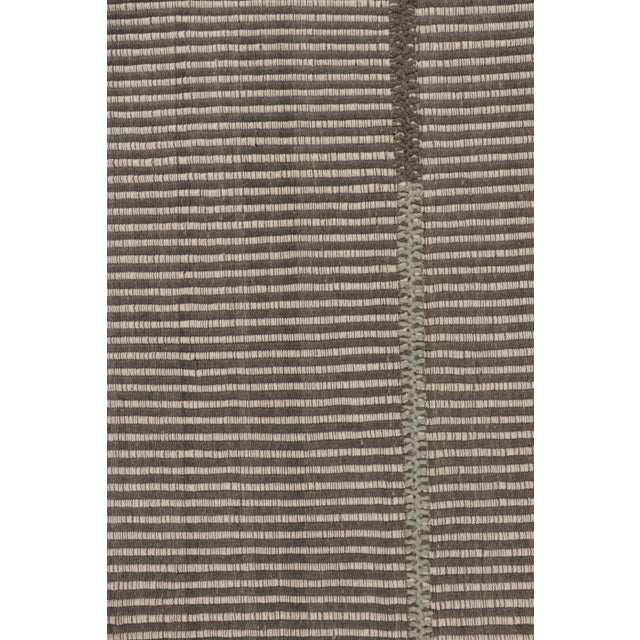 Contemporary Rug & Kilim's Accent Kilim, Gray and White Textural Stripes With Beige Accents For Sale - Image 3 of 8