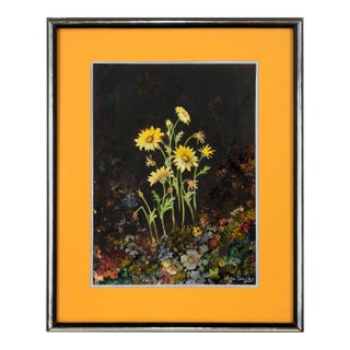 "Yellow Daises" - Watercolor on Illustration Board by Olga Degles For Sale