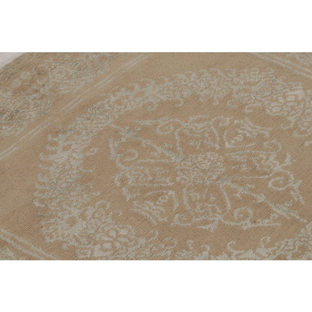 Rug & Kilim Rug & Kilim’s 18th-Century European Sty Beige Brown and Green Wool and Silk For Sale - Image 4 of 9