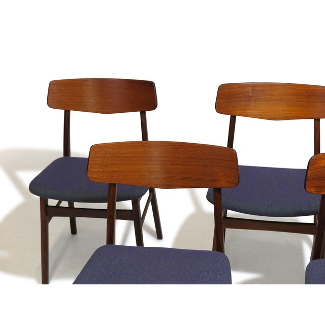 Mid 20th Century Set of Six Mid-Century Danish Teak Dining Chairs in Purple Wool Textile For Sale - Image 10 of 12