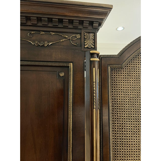 Late 20th Century Ej Victor French Louis XVI Style Wood and Cane Armoire For Sale - Image 6 of 12
