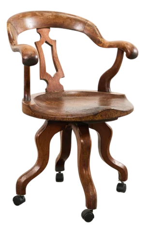 19th Century English Victorian Swivel Captains Desk Chair