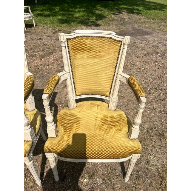 French 19th Century Louis XVI Painted Walnut Arm Chairs - Set of 2 For Sale - Image 10 of 12