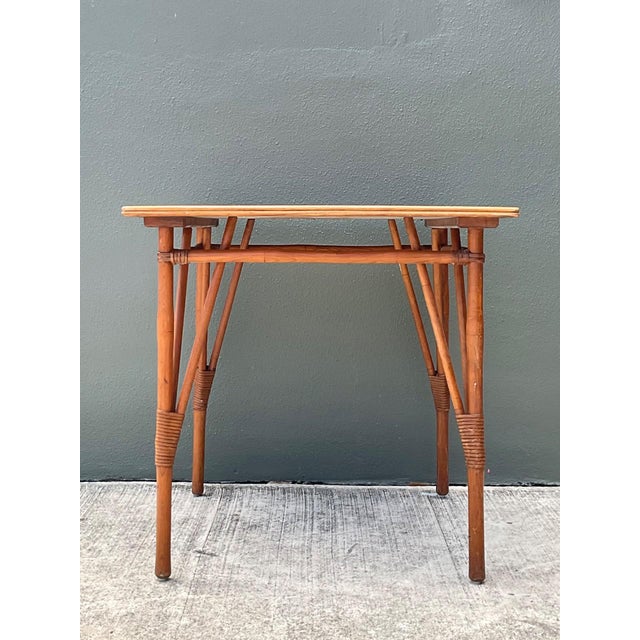 Vintage Wood and Rattan Game Table For Sale - Image 18 of 18