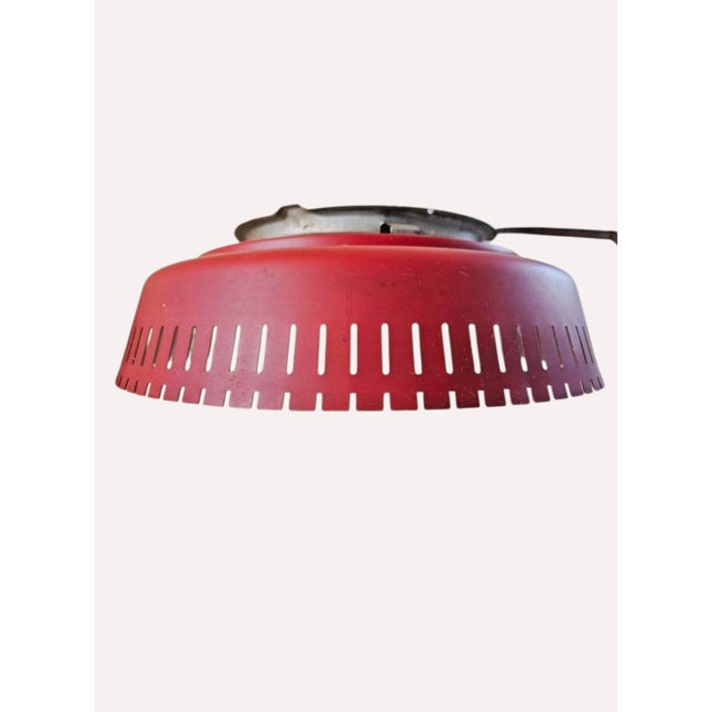 Metal Red Aluminum and Opaline Glass Ceiling Lamp by Bent Karlby for Indoor, 1960s For Sale - Image 7 of 7