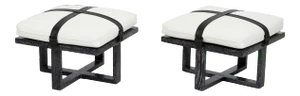 Strapped Stools in the Style of Paul Laszlo - a Pair