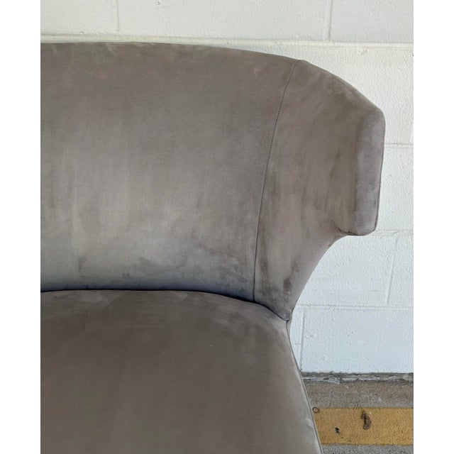 Baker Furniture Company Baker Modern Gray Suede Lapel Lounge Chairs Set of 2 For Sale - Image 4 of 5