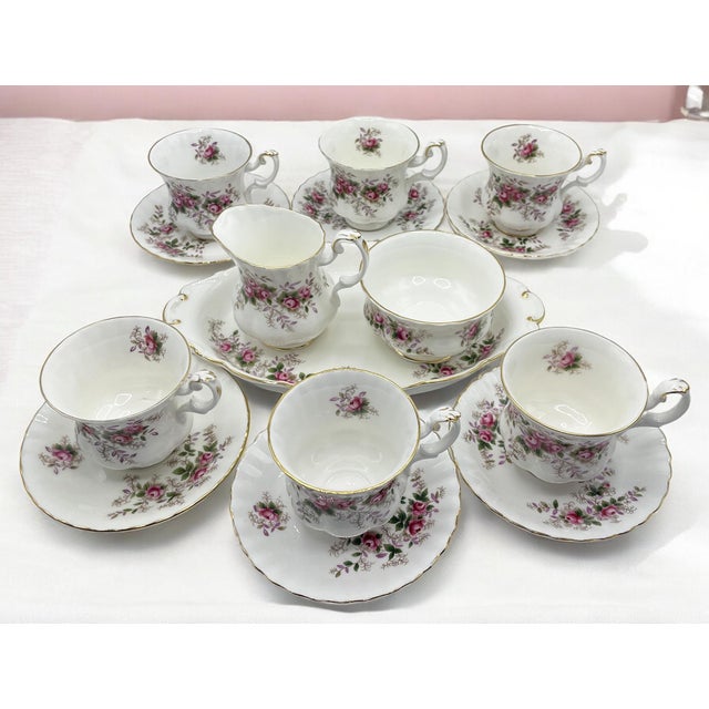 Ceramic Lavender Rose Tea Service for Six People from Royal Albert, 1970s, Set of 15 For Sale - Image 7 of 16