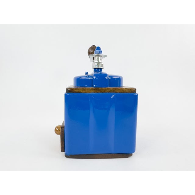 Wood Vintage French Peugeot Frères Coffee Grinder in Cobalt Blue – Mid-20th Century For Sale - Image 7 of 13