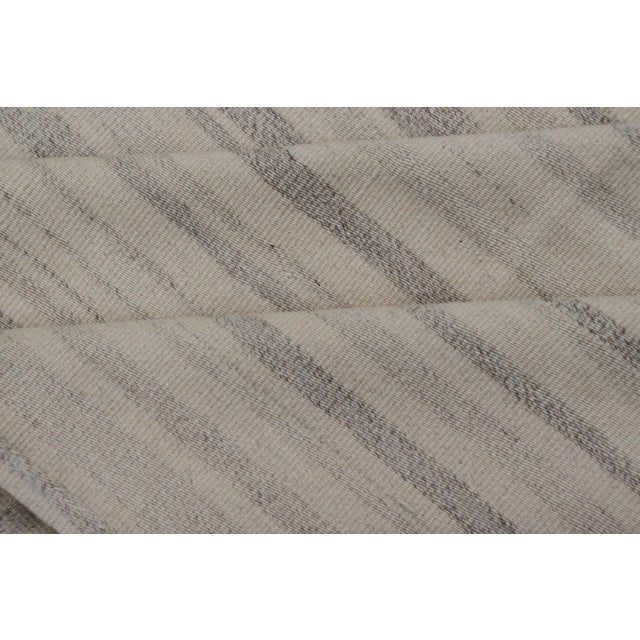 Vintage Hand Woven Turkish Paneled Kilim in Off White and Light Gray For Sale - Image 10 of 11